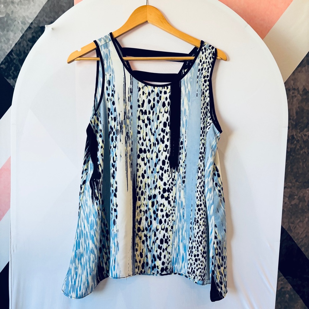 Zac & Rachel Blue and Black Patterned Tank Top